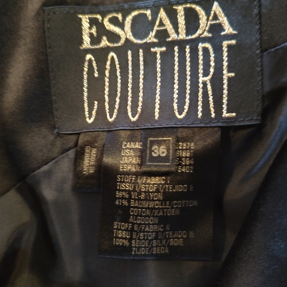 ESCADA COUTURE- One Shoulder Blk Velvet and Satin Evening Gown Size 36 - Picture 5 of 5